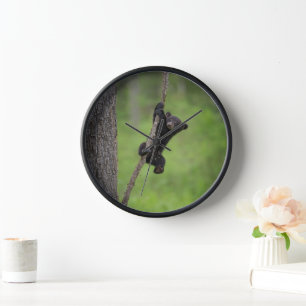 Black Bear Cub playing on Tree Limb Clock