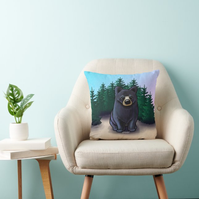 Black Bear Cub Throw Pillow (Chair)