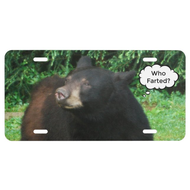Black Bear - "Cubby Who Farted?" License Plate (Front)