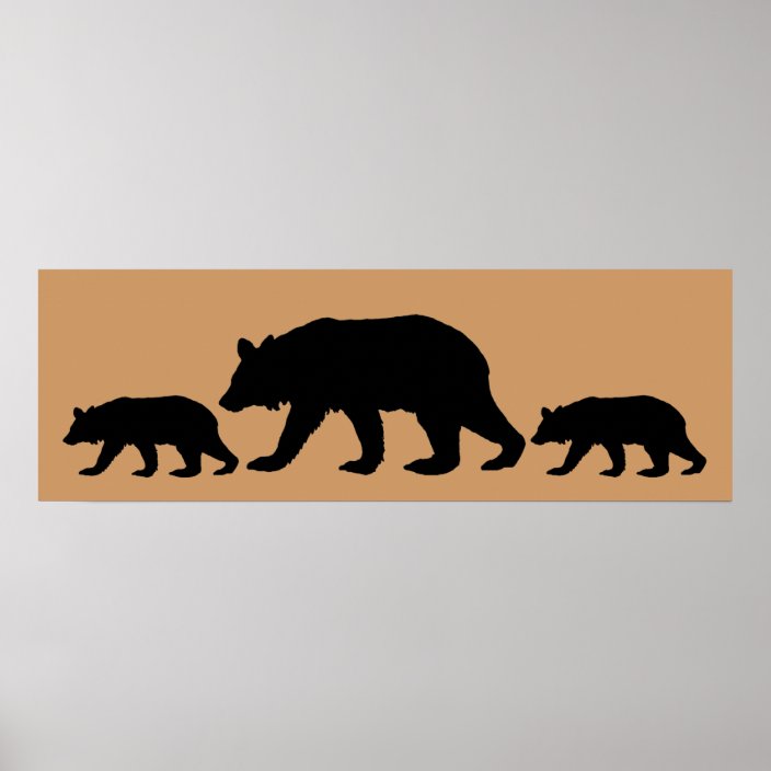 Black Bear Cubs Silhouette Poster Zazzle Com