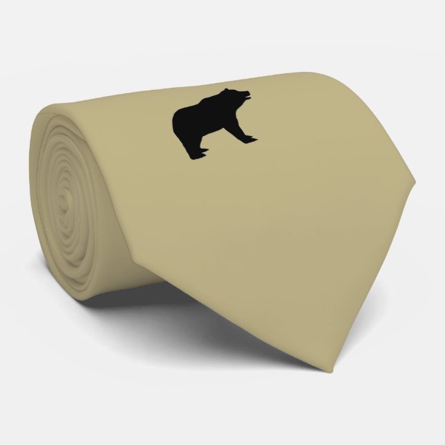Black Bear Emblem on Amber Gray Tie (Rolled)