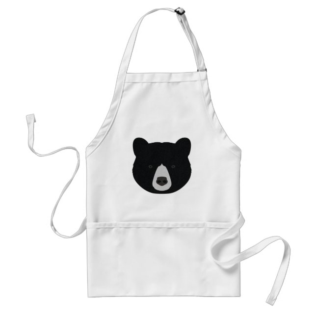 Black Bear Face Adult Apron (Front)