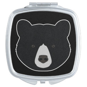 Black Bear Face Compact Mirror