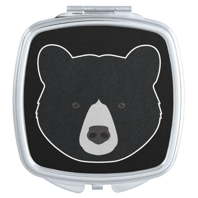 Black Bear Face Compact Mirror (Front)