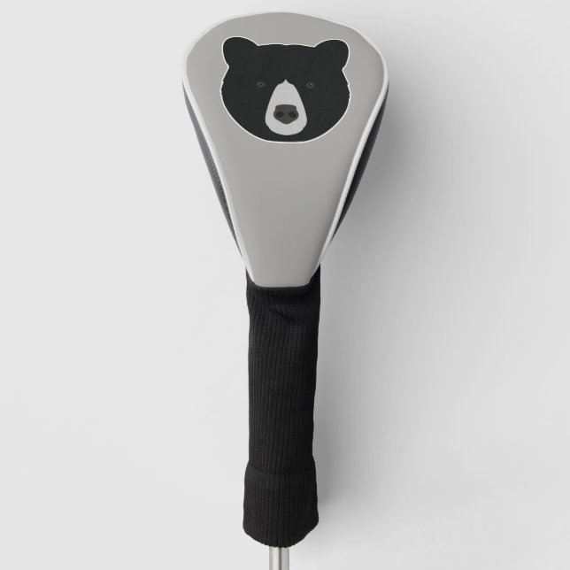 Black Bear Face Golf Head Cover (Front)