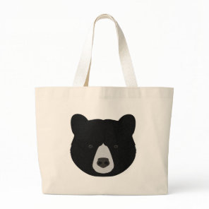 Black Bear Face Large Tote Bag