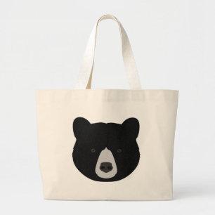 Black Bear Face Large Tote Bag