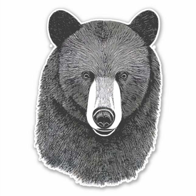 Black Bear Face original Animal art drawing   Sticker (Front)