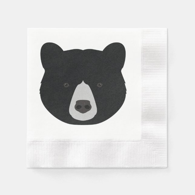 Black Bear Face Paper Napkins (Front)