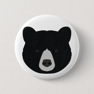 Black Bear Face Pinback Button