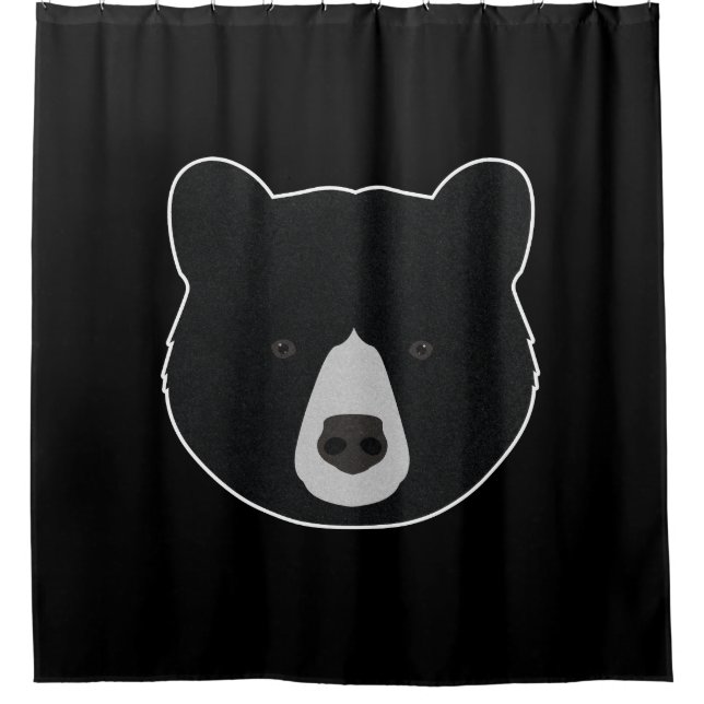 Black Bear Face Shower Curtain (Front)