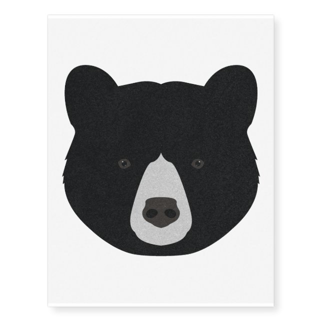 Black Bear Face Temporary Tattoos (Front)