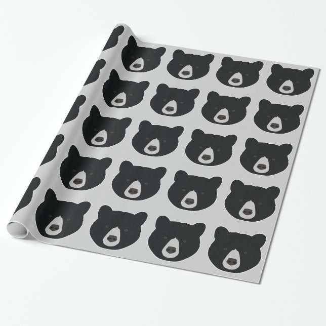 Black Bear Face Wrapping Paper (Unrolled)