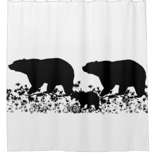Black Bear Family Shower Curtain