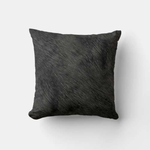 Black bear faux fur pattern throw pillow