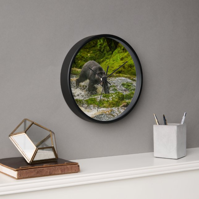 Black Bear Fishing | Qua Creek British Columbia Clock (Office)