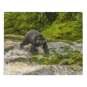 Black Bear Fishing Qua Creek British Columbia Jigsaw Puzzle