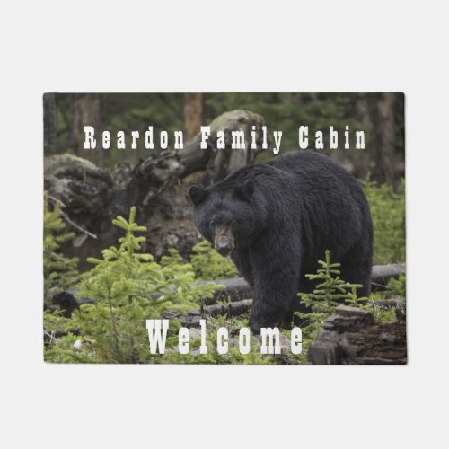 Black Bear Forest Family Cabin Rustic Welcome Doormat