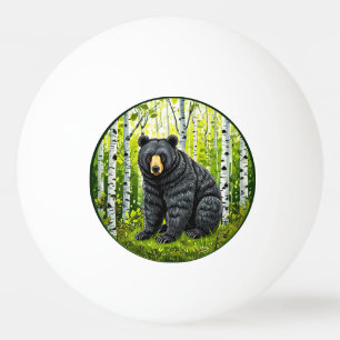 🐻 Black Bear Forest Glow ❄️ Birch Woodland Ping Pong Ball