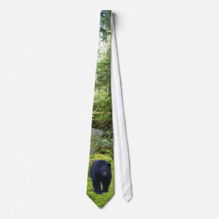 Black Bear & Forest Wildlife Earth Day Necktie