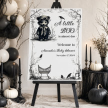 Black Bear Halloween Theme Little Boo Baby Shower