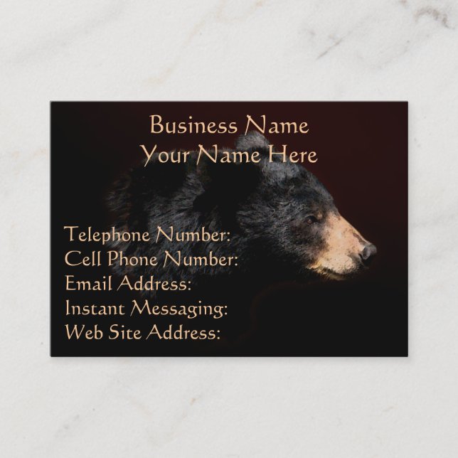 Black Bear Head Study Wildlife Business Cards (Front)