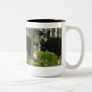 Black Bear Hiding in Forest Wildlife Photo Two-Tone Coffee Mug