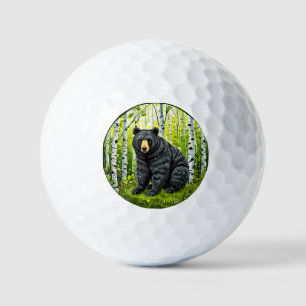 Black Bear in a Birch Forest Golf Balls