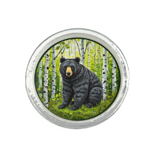 Black Bear in a Birch Forest Ring