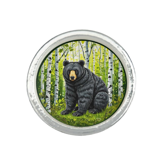 Black Bear in a Birch Forest Ring (Front)