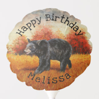 Black Bear in Autumn Forest Balloon