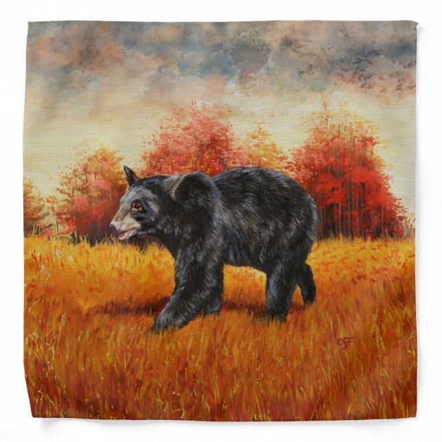 Black Bear in Autumn Forest Bandana (Front)