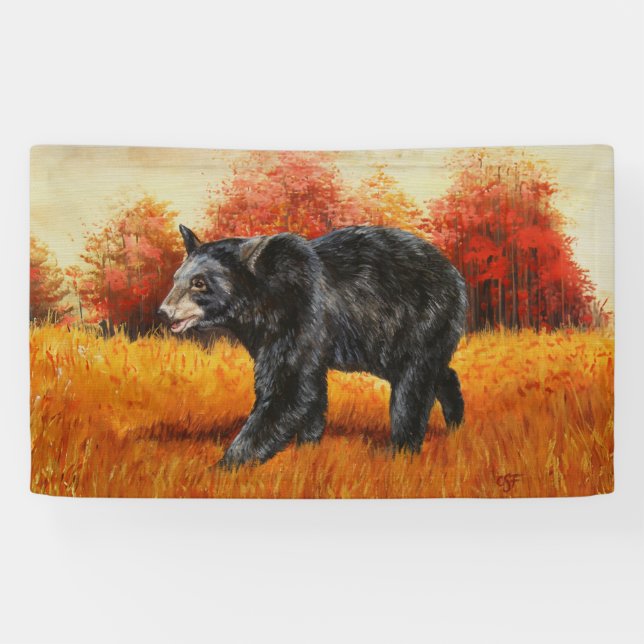 Black Bear in Autumn Forest Banner (Horizontal)