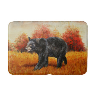Black Bear in Autumn Forest Bath Mat