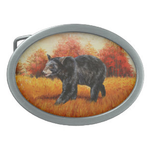 Black Bear in Autumn Forest Belt Buckle