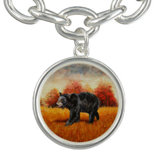 Black Bear in Autumn Forest Bracelet
