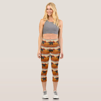Black Bear in Autumn Forest Capri Leggings