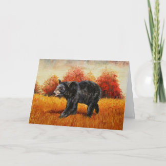 Black Bear in Autumn Forest Card