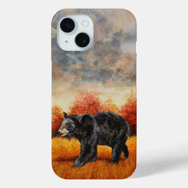 Black Bear in Autumn Forest Case-Mate iPhone Case (Back)