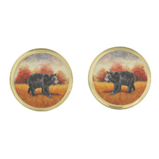Black Bear in Autumn Forest Cufflinks