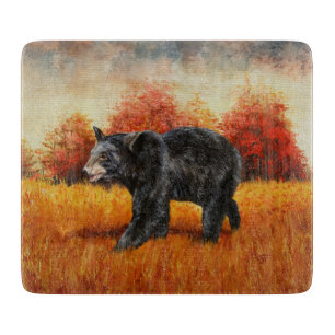 Black Bear in Autumn Forest Cutting Board
