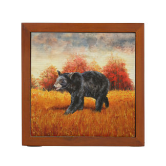 Black Bear in Autumn Forest Desk Organizer