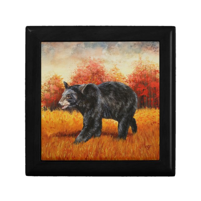 Black Bear in Autumn Forest Gift Box (Front)
