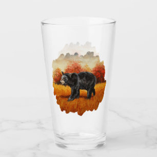 Black Bear in Autumn Forest Glass