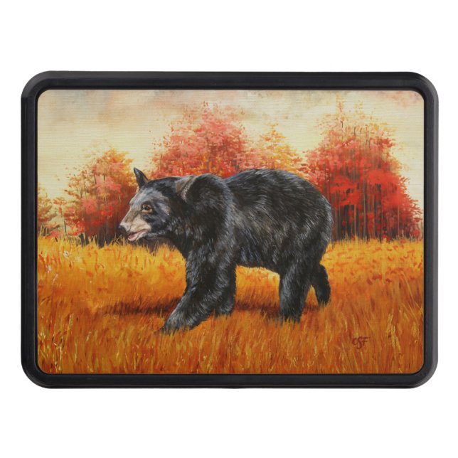 Black Bear in Autumn Forest Hitch Cover (Front)