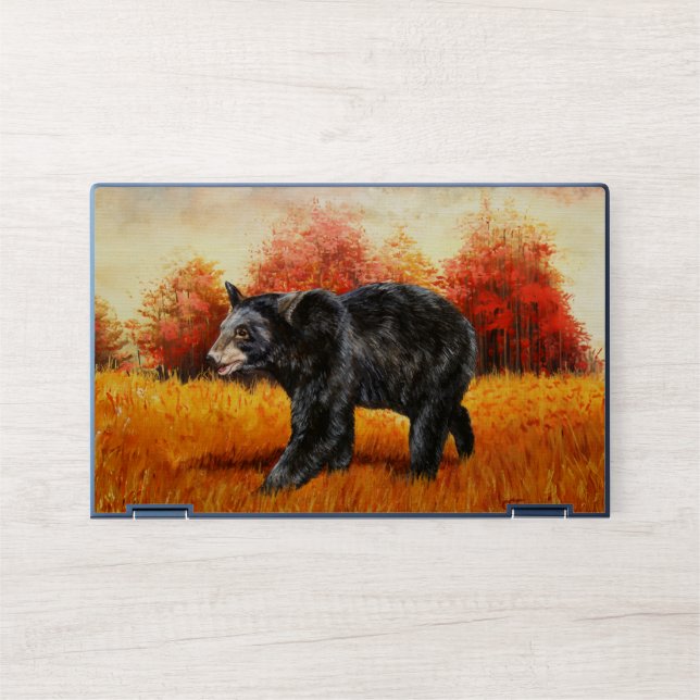 Black Bear in Autumn Forest HP Laptop Skin (Front)