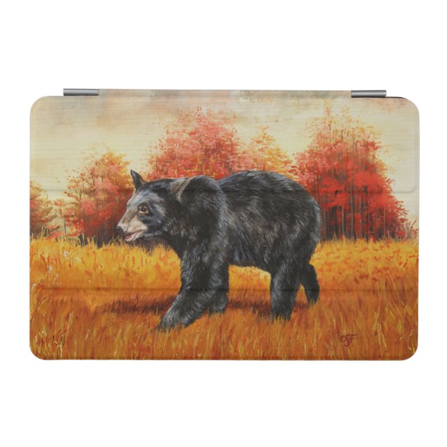 Black Bear in Autumn Forest iPad Mini Cover (Horizontal)