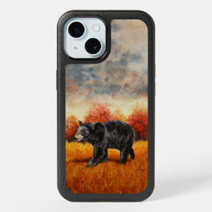 Black Bear in Autumn Forest iPhone 15 Case