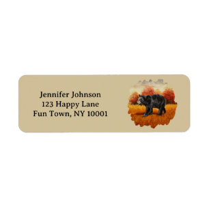 Black Bear in Autumn Forest Label