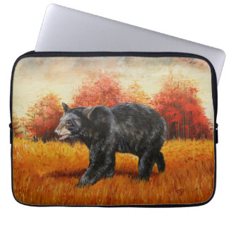 Black Bear in Autumn Forest Laptop Sleeve